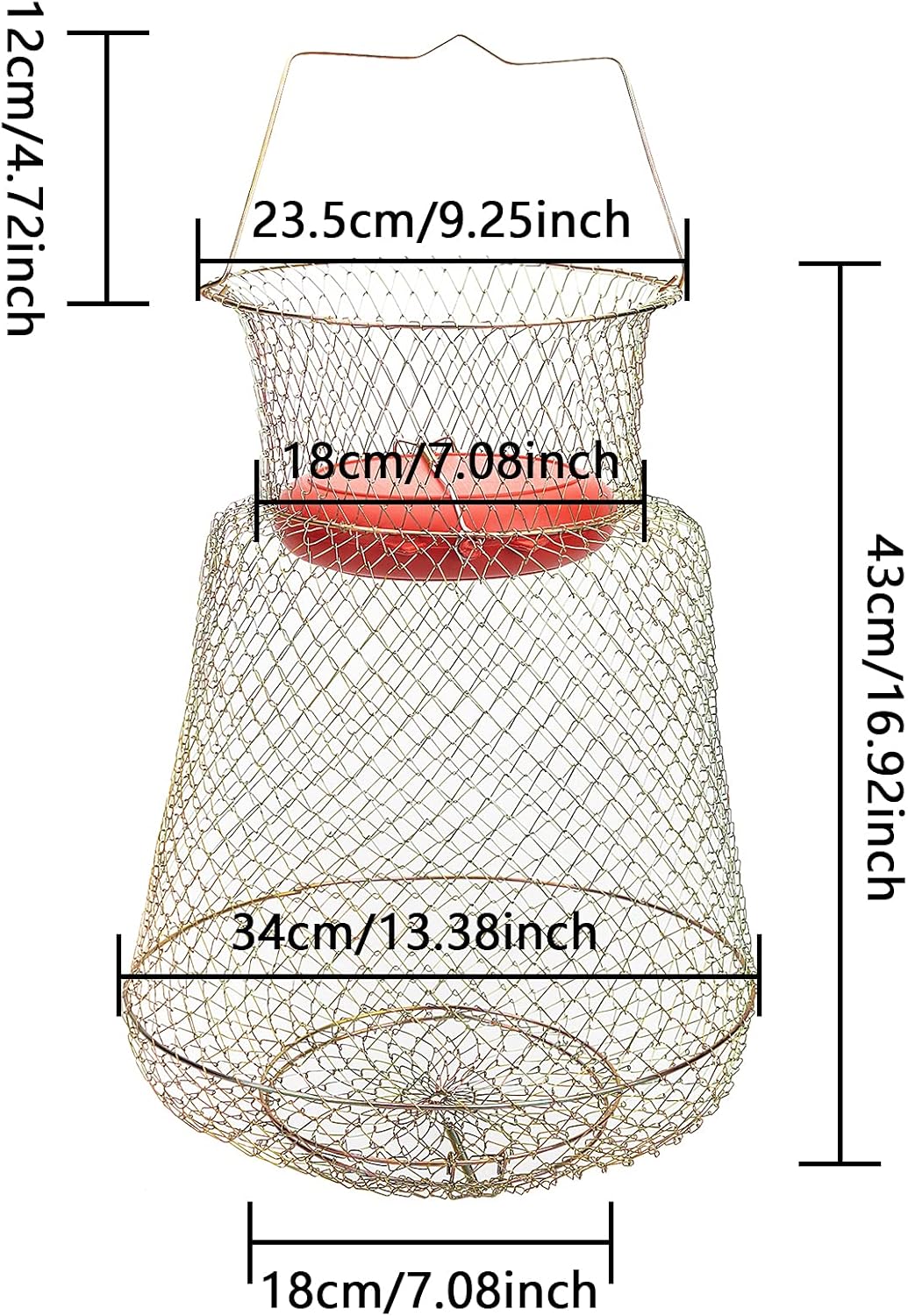 codree Floatable Galvanized Steel Wire Fish Basket, Collapsible Floatable Wire Fishing Basket, Portable Floating Fishing Net Baskets, Robust and Easy to Use - Image 2