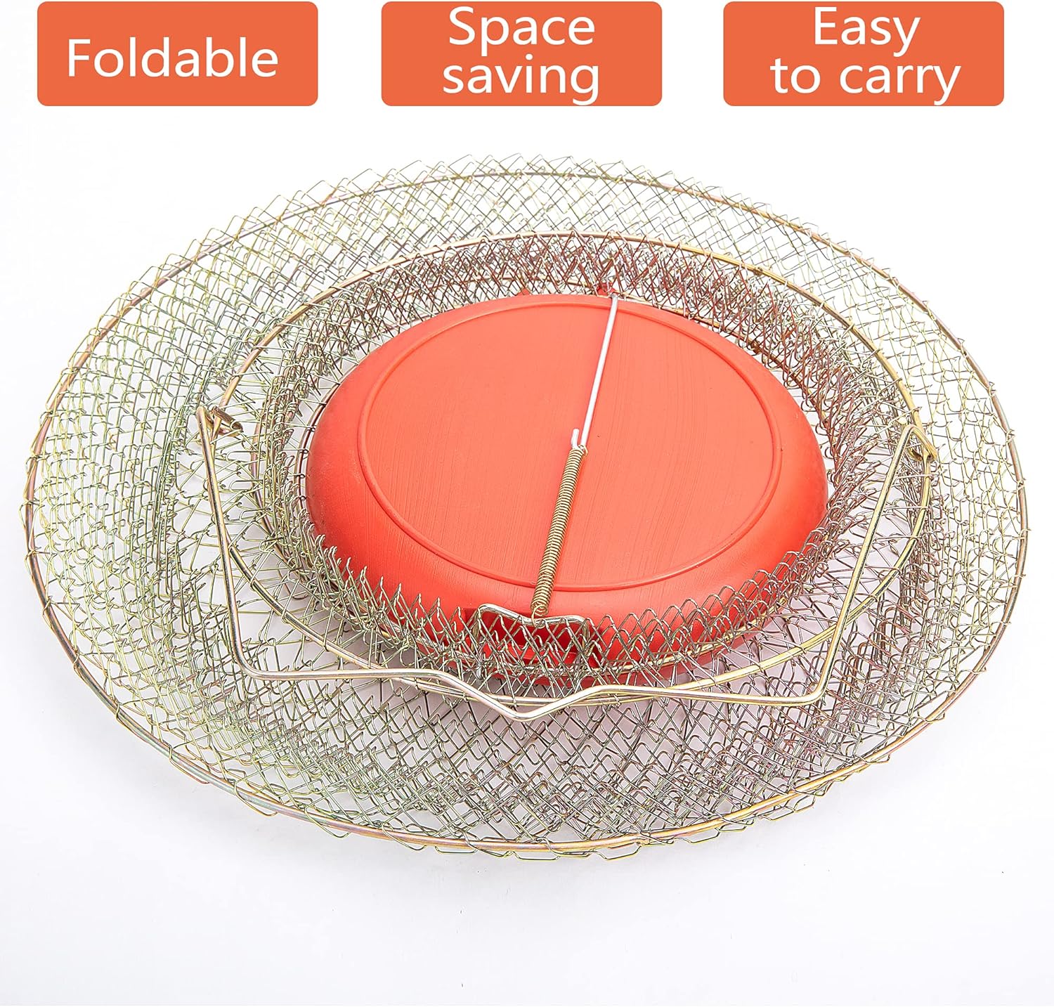 codree Floatable Galvanized Steel Wire Fish Basket, Collapsible Floatable Wire Fishing Basket, Portable Floating Fishing Net Baskets, Robust and Easy to Use - Image 3