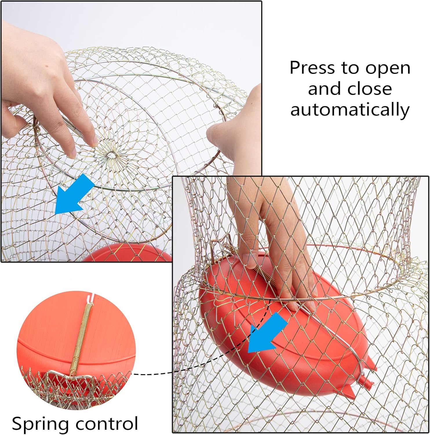 codree Floatable Galvanized Steel Wire Fish Basket, Collapsible Floatable Wire Fishing Basket, Portable Floating Fishing Net Baskets, Robust and Easy to Use - Image 4