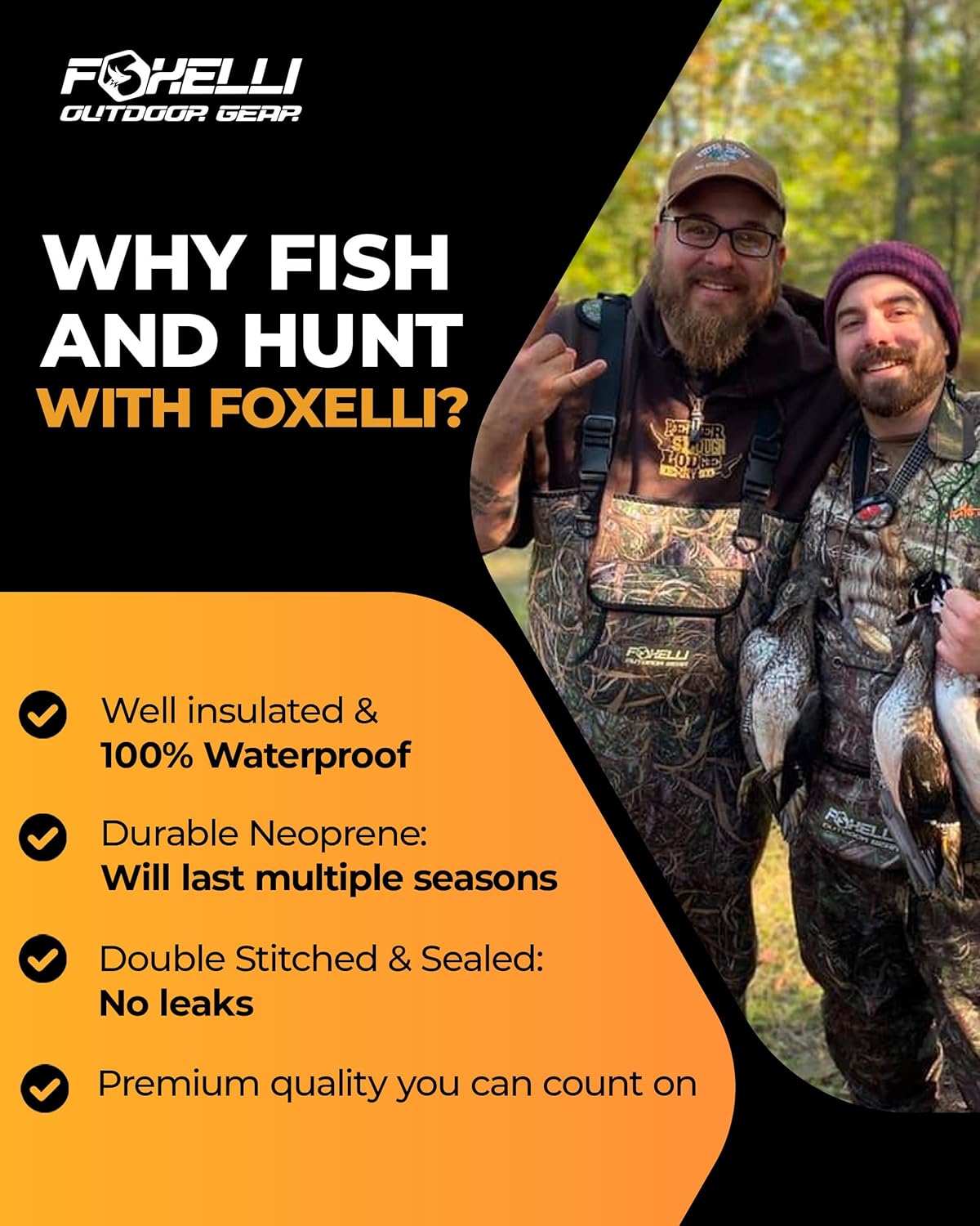 Foxelli Chest Waders, Waterproof 4mm Neoprene Hunting & Fishing Waders for Men & Women with Boots - Image 3