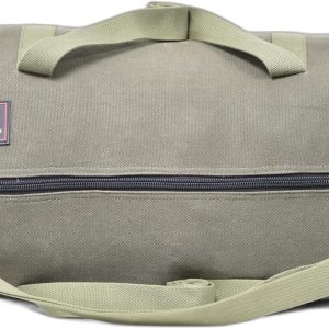 Waxed Canvas All Purpose Military Style Duffle Bag, Water-Resistant, Adjustable Strap, Fully Lined, Double Zipper Closure, heavy Duty, Olive Green